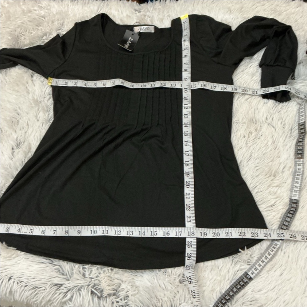 Zaayo long sleeve blouse with banded cuffs pleated chest area Woman’s Med - Picture 3 of 14